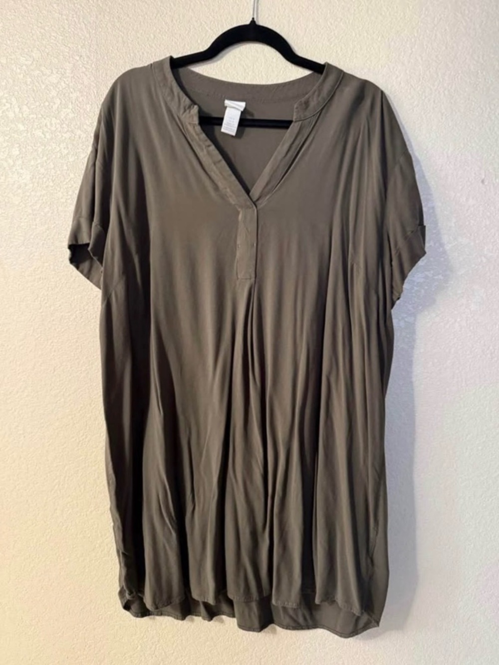 H&M Olive Green Short Sleeve V-Neck Tunic Dress
